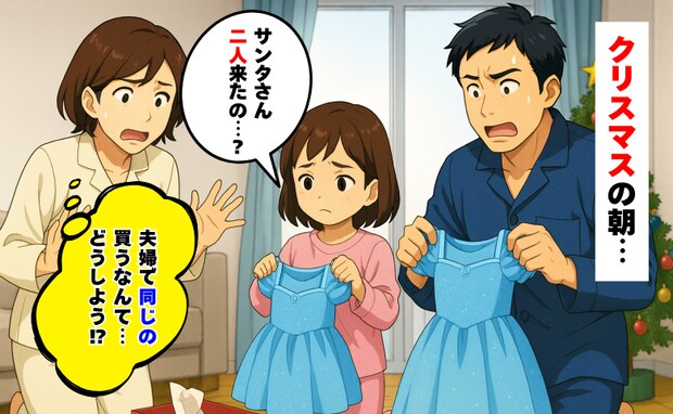 夫とプレゼント丸かぶり「サンタさん2人来たの…？」困惑する娘に夫婦で大焦り…すると娘が意外な一言