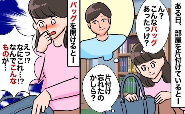 「ただの片付けのはずが…」整理中に見慣れないバッグを発見⇒開けたら、夫の“あり得ないモノ”が！？