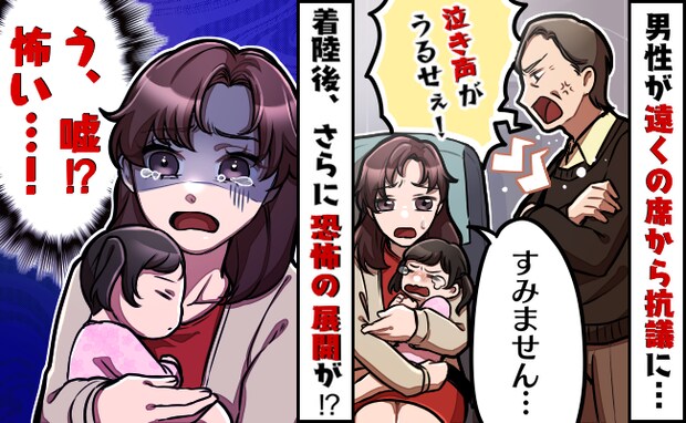 「あやし方を知らんのか！」機内で娘が泣いたため、怒鳴る男性→するとCAさんが！？着陸後の展開とは