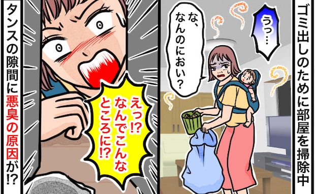 「くさっ！なんで！？」部屋を掃除中にどこからか悪臭→においの元を探すと…タンスの隙間に！なぜ！？