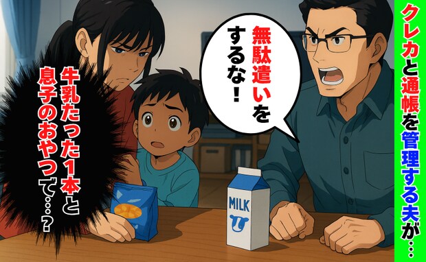牛乳1本と息子のおやつを買うと「無駄遣いするな」クレカと通帳を管理する夫に、思い切って反論すると