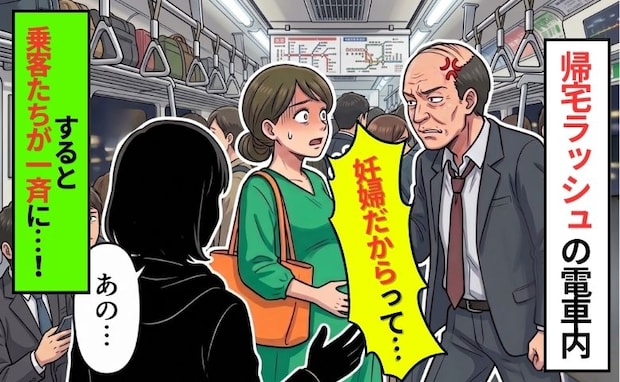 中年男性「妊婦だからって！」帰宅ラッシュの車内で暴言⇒すると目撃者たちが一斉に声を上げて！？