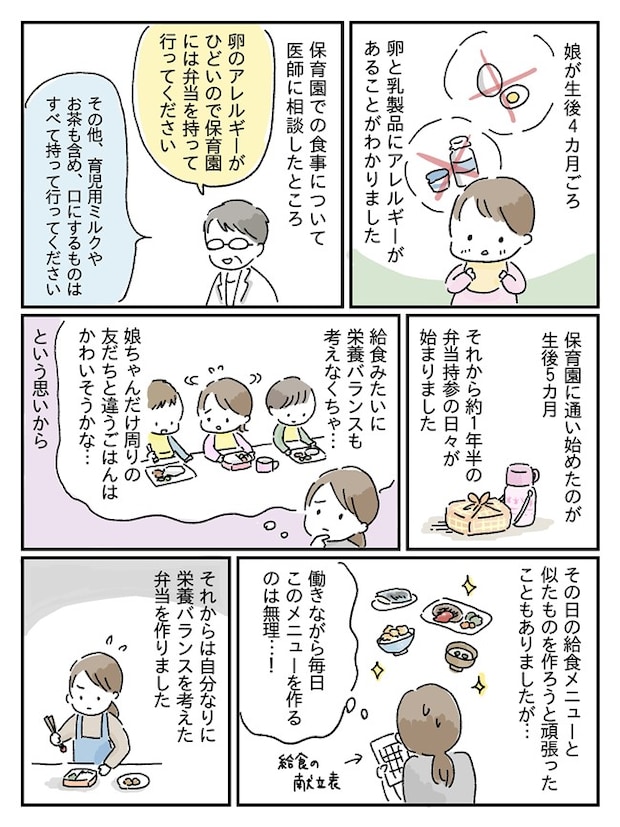 食物アレルギーで弁当持参の保育園生活