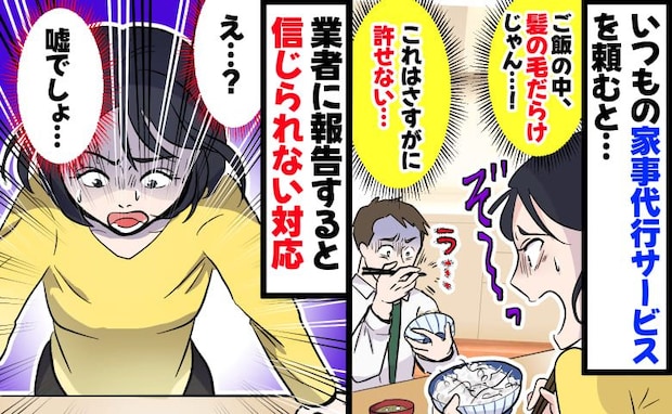 「うぇ！吐きそう！」産後に家事代行を依頼、ご飯に大量の髪の毛が混入しゾッ→業者へクレーム！すると