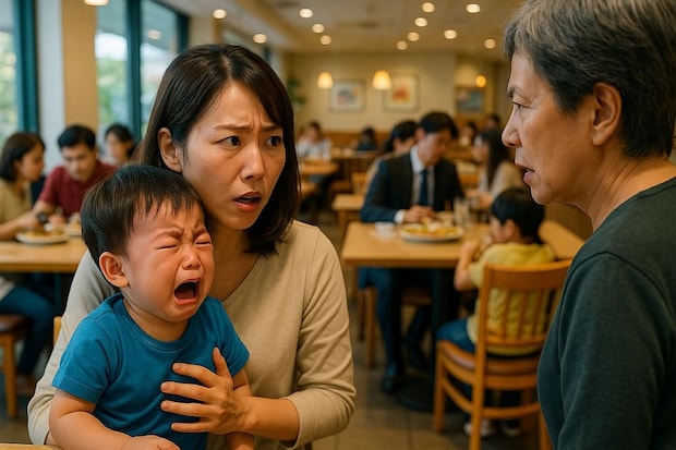 2歳息子がファミレスで大号泣。焦る私に年配女性が声をかけてきた直後、隣にいた夫婦もやってきて…!
