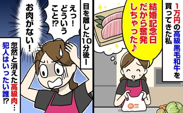 「盗まれた…?」結婚記念日に奮発した1万円の高級ステーキ肉が消失→30分後、判明した犯人に絶句!