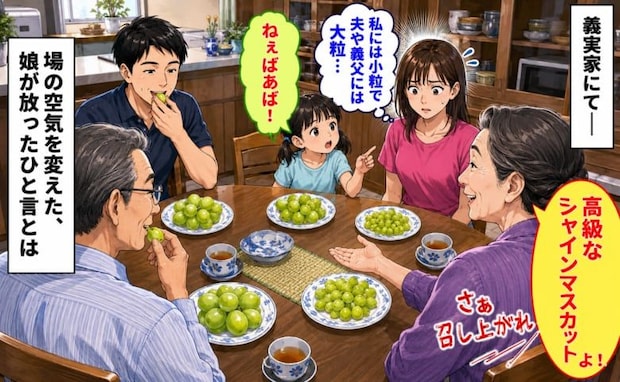 「私だけ小粒で夫には大粒…」義母が取り分けた高級ぶどう→6歳娘のひと言に場の空気が変わったワケ
