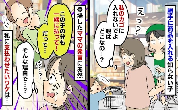 「ついでに払って」レジで私のカゴにお菓子を入れる非常識親子。断るとありえない言葉が返ってきて!?