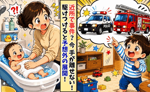 子どもが大声で「パトカーだ！消防車も！」焦って駆けつけた結果「ウソでしょ！？」大笑いしたワケは？