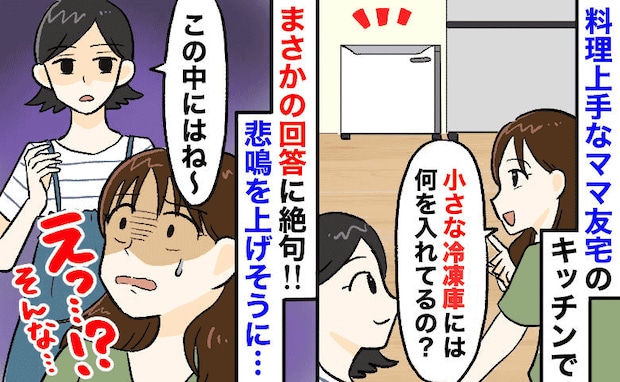 「ヒィッ！」ママ友宅の小さな冷凍庫の中身にゾッ！→容器に入った物体に血の気が引いた！