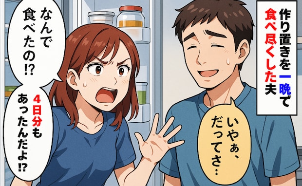 「え、なんで？」一晩で4日分を食べ尽くした夫…「いやぁ、だってさ…」夫が語ったまさかの理由は