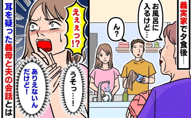 義母「お風呂入るけどさぁ〜」義実家での夕食後、義母の問いかけと夫の返答に背筋がゾワッ…そのワケは