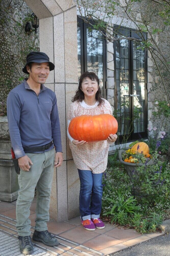 面谷さんと安酸さんと巨大カボチャ