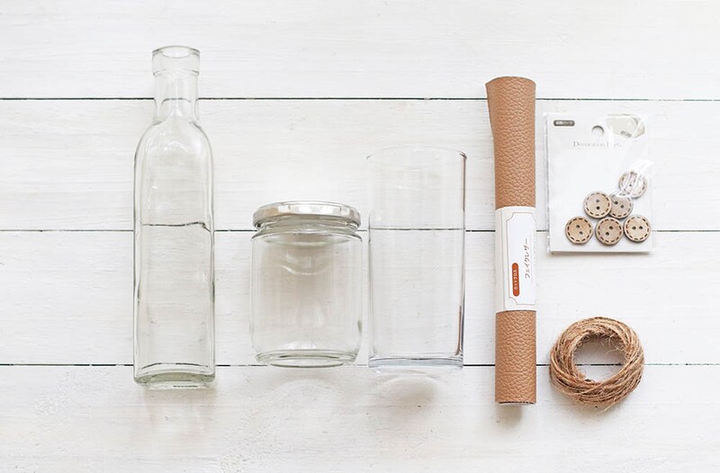 花瓶のフェイクレザーアレンジ材料