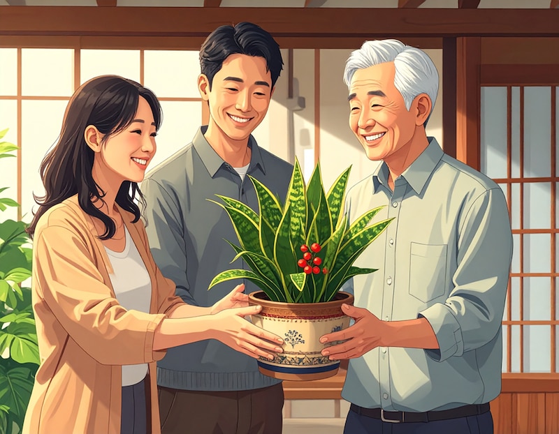 引越しおもと贈呈風景