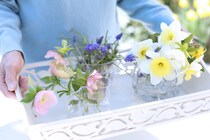 庭の春を部屋に飾る。高さ10cmの「ガラスベース」で失敗知らずに楽しむ3つのアレンジ