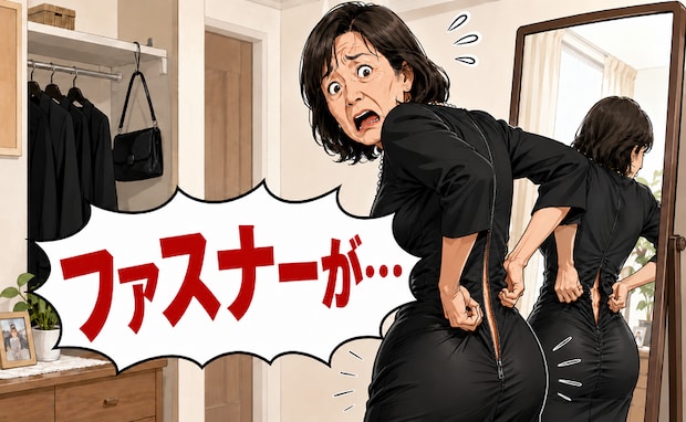 余裕で入るはずの13号の喪服が…ファスナーに阻まれる!?ゆったり服で油断した代償の重さ【体験談】