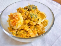 【かぼちゃはツナマヨに合わせろ！】卵ゴロゴロ「かぼちゃサラダ」作ってみた！オイル活用でしょっぱコク甘♡