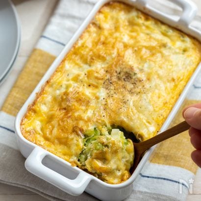 キャベツの豆乳キッシュ。皮なし＆トースターで簡単♪