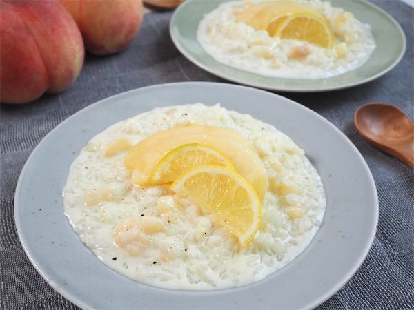 【桃をご飯に入れる!?】まるで高級イタリアン♪な「桃のミルクリゾット」作ってみた!【コンテスト優秀作】