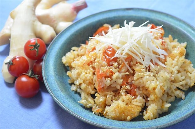 【夏の黄金コンビ】ミニトマト×新しょうがで爽快すぎる炊き込みご飯作ってみた!ゴマ油で中華風に激変♪