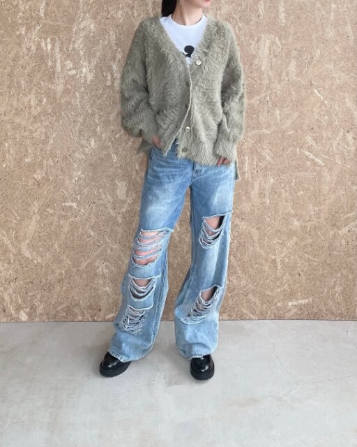 しまむらチェックガラニットCDのコーデ