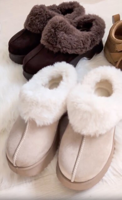 ブラウンとベージュのワンヒールキモウサボ