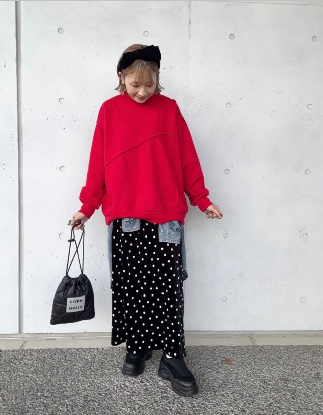 ベロアドットスカート