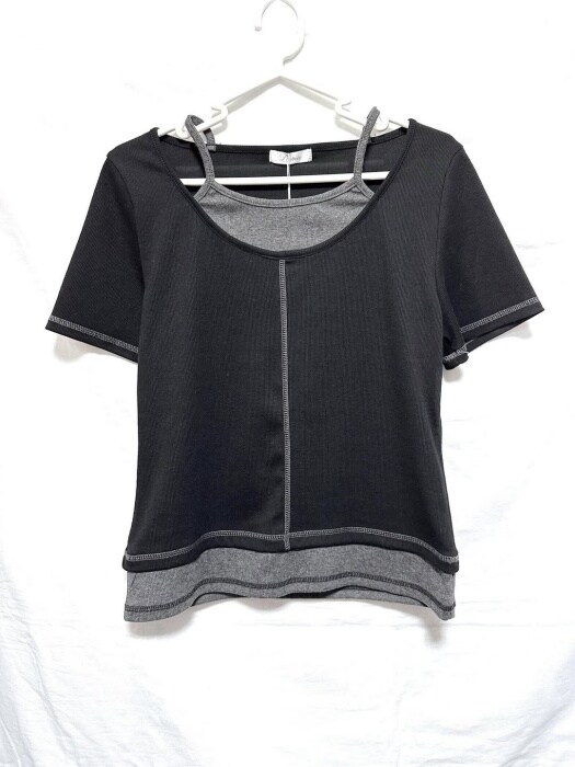 しまむら「テレコレイヤード風Tシャツ」