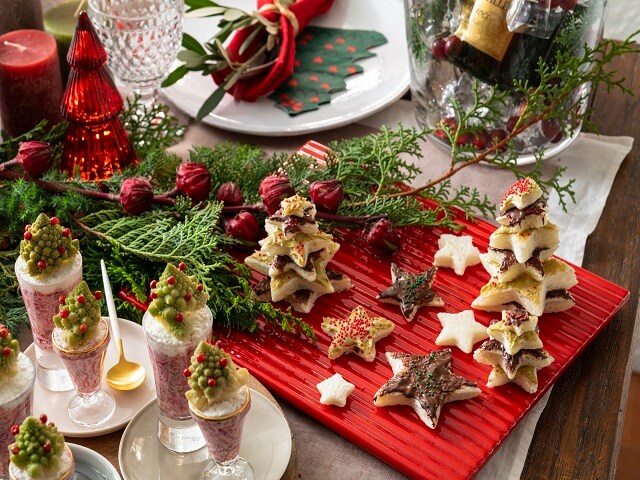 星形ツリーの盛り付けとスプレッドの塗り方イメージ