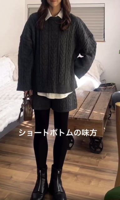 ヒートテックニットタイツを着たコーデ