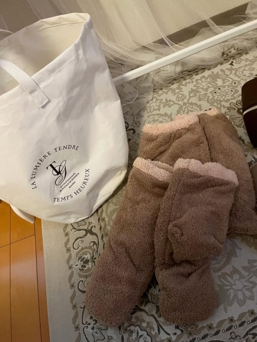 しまむら「ランドリーバッグ／ボアソックス／ボアレッグウォーマー」