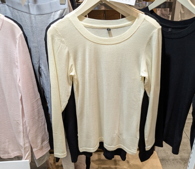 カシミヤブレンドウルトラライト長クルーネックT