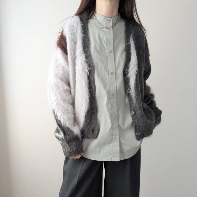 しまむら「マルチ起毛配色カーディガン」