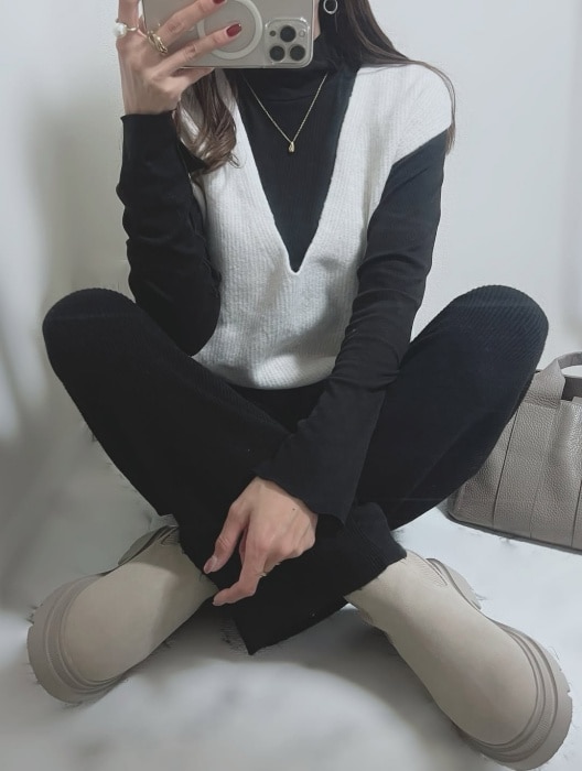 GU「リブニットソックスブーツ」