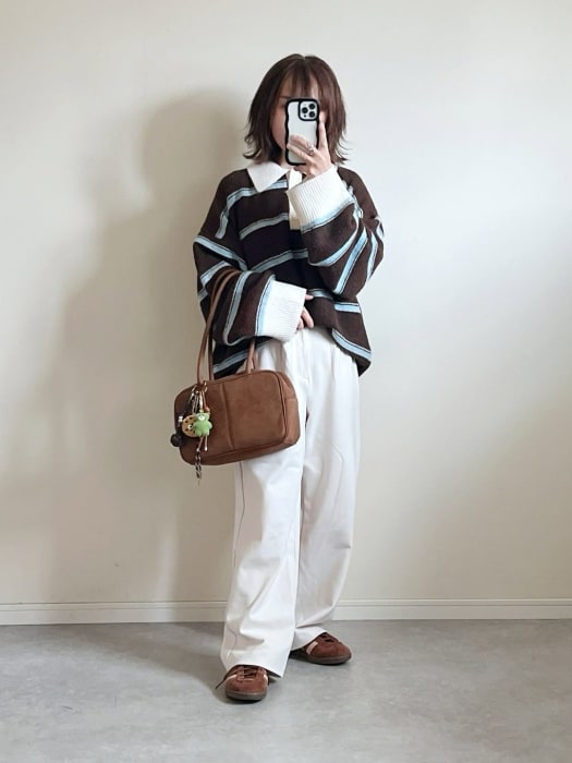 しまむら「スエード横長ボストンバッグ」