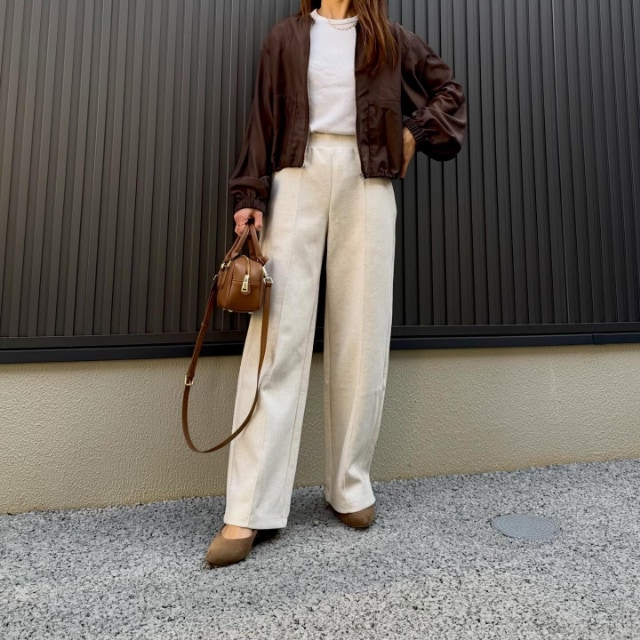 シアーブルゾンを着たコーデ