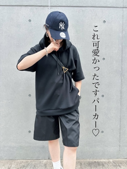 GUメンズ「ドライダブルフェイスパーカ(5分袖)」