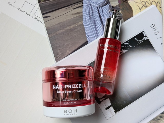 BIOHEAL BOHのNADプリズセルグロウパワーセラムとグロウブーストクリームを並べたようす