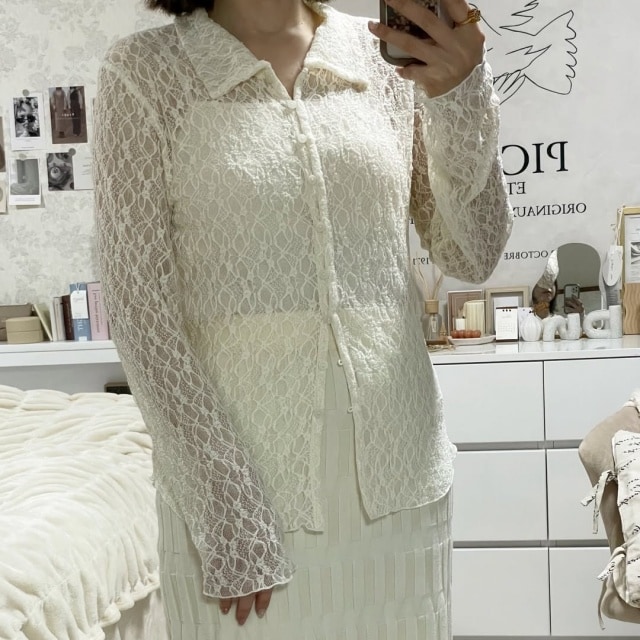 しまむら「レースポロ襟シャツ」