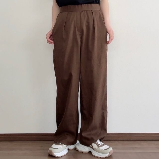 しまむら「麻調ワイドパンツ」