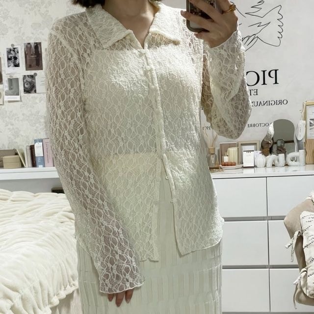 しまむら「レースポロ襟シャツ」