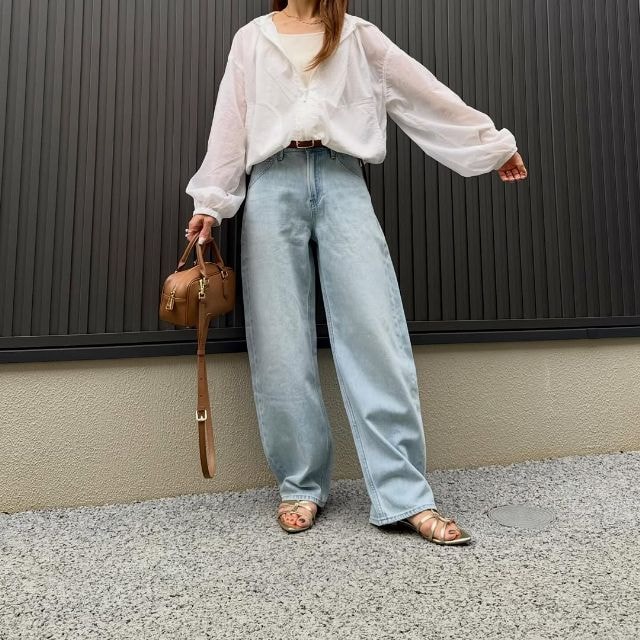 GUのUVカットシアーパーカを着たコーデ