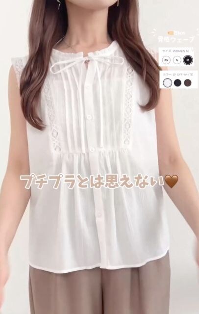 レースブラウスを着たコーデ