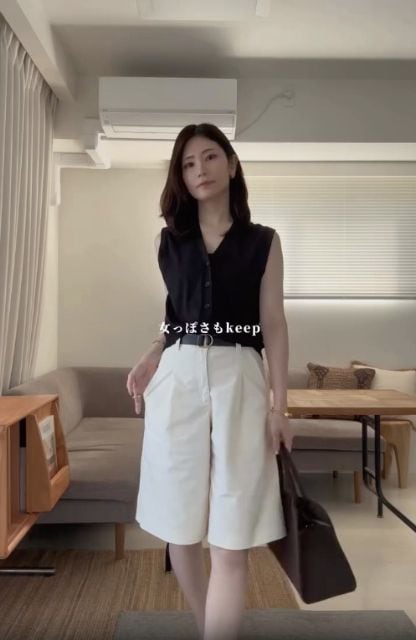 ジャージータックハーフパンツを着たコーデ