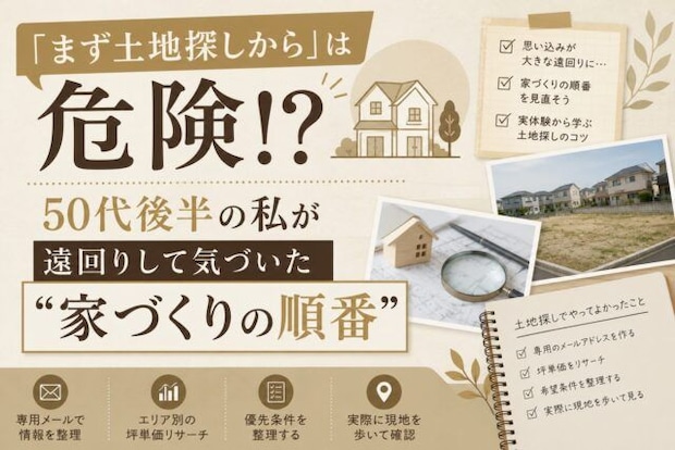 「まず土地探しから」は危険！？50代後半の私が遠回りして気づいた“家づくりの順番”