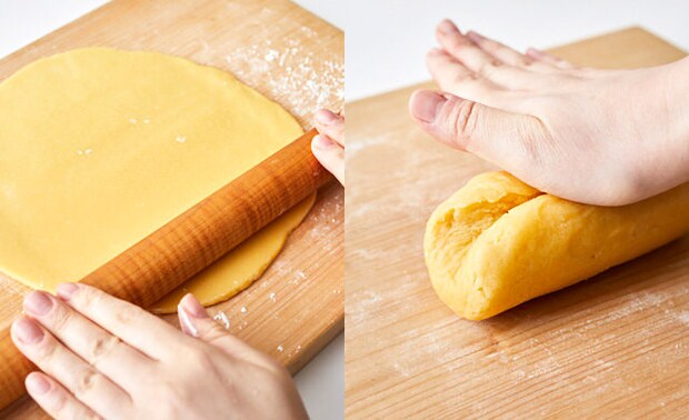 クッキー生地を伸ばしている写真