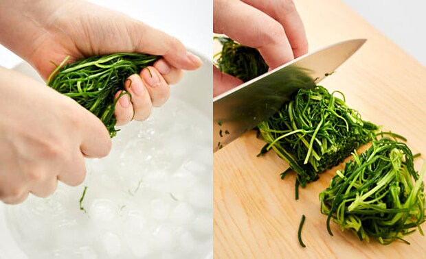 おかひじきを切っている写真