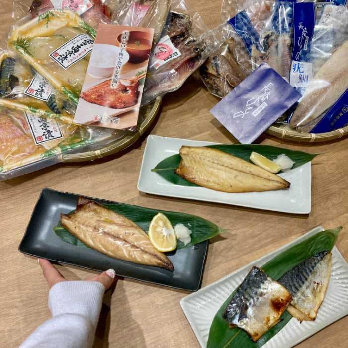 津田水産のワイン仕込みさば、柚子鯖、さば西京漬け