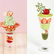 フルーツピークス季節限定♡抹茶×いちごの贅沢パフェ2種